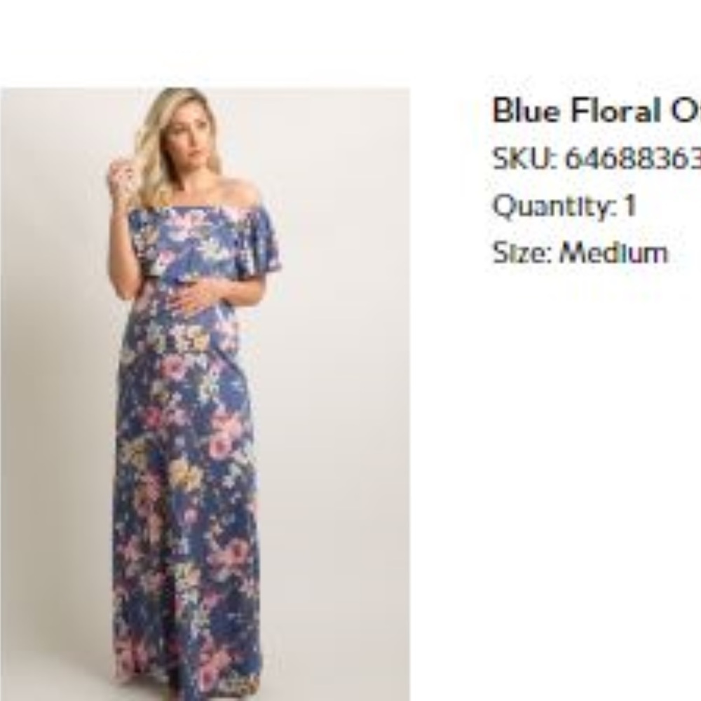 Pinkblush blue off shoulder floral maxi